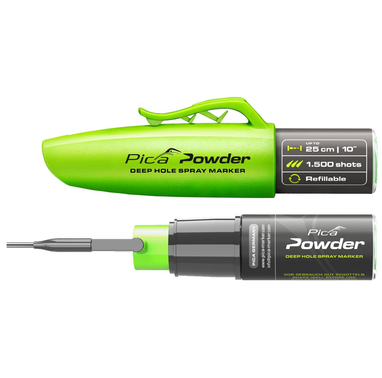 Pica Powder Deep Hole Spray Marker with 360° nozzle for precise marks.