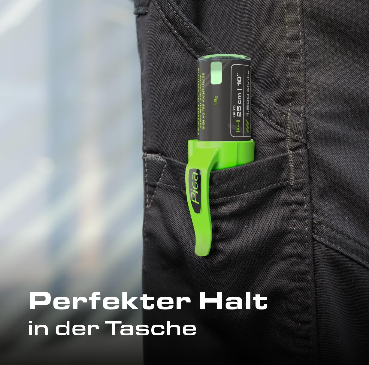 Pica Powder 360° nozzle aids marking in hard-to-reach spots.