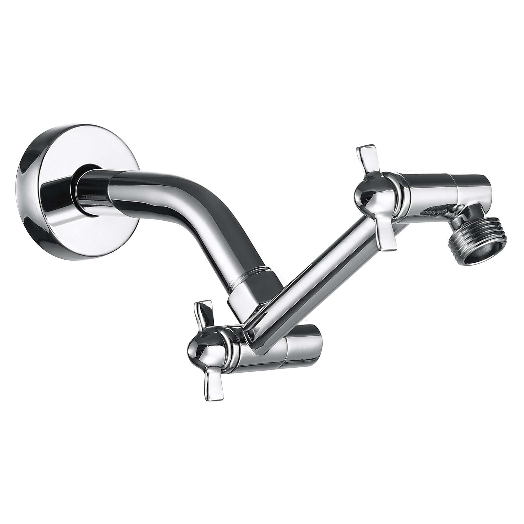 Pichrain shower arm chrome 5-inch extension for flexible height and angle.