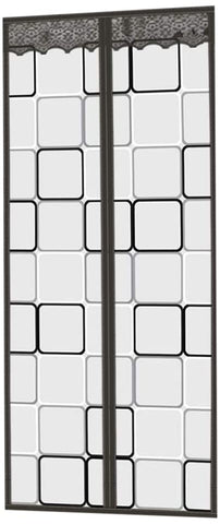 PICK FOR LIFE door curtain showing semi-transparent quilted pattern with natural light