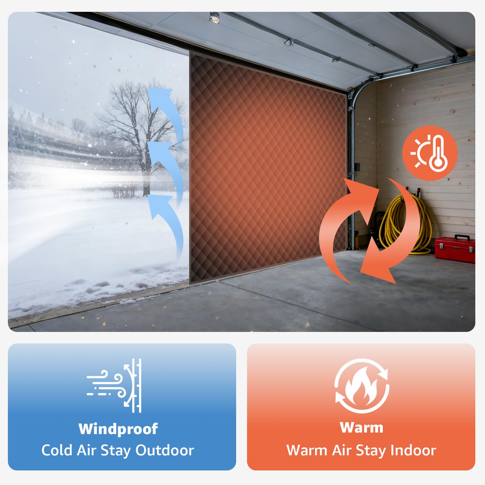Pick for Life windproof garage door screen blocks cold drafts.