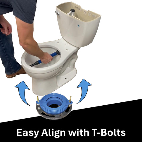 Pick Up Stix toilet setting and carry tool in action during installation.