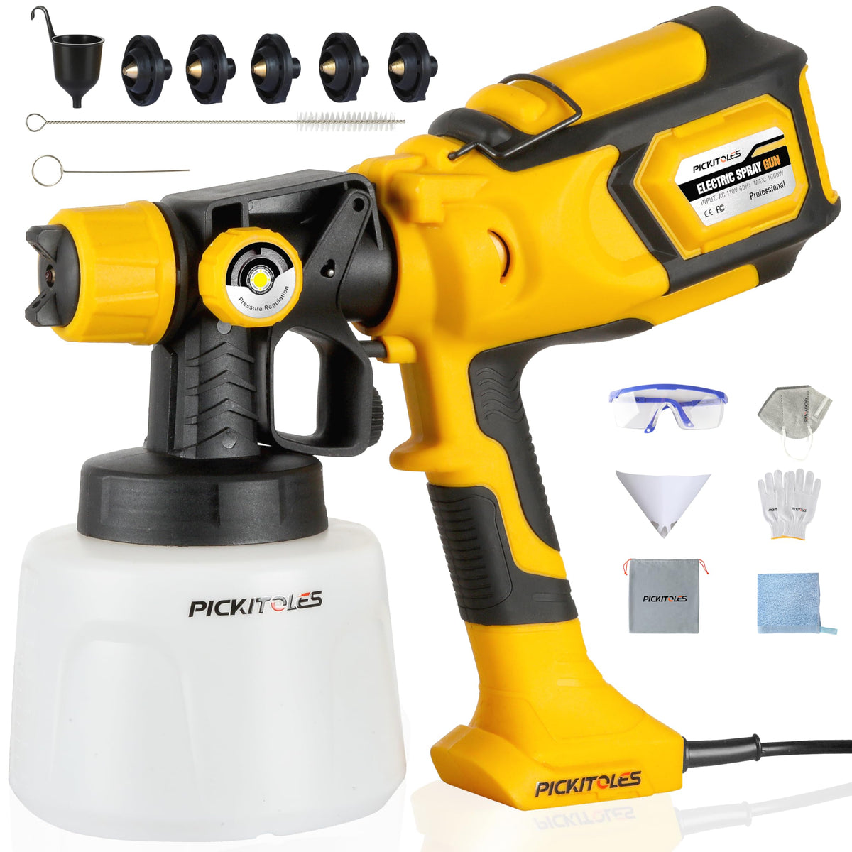 PICKITOLES 1000W HVLP sprayer front view for smooth, efficient finishes.