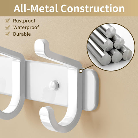 Mounts securely on drywall or wood for mudrooms and closets.
