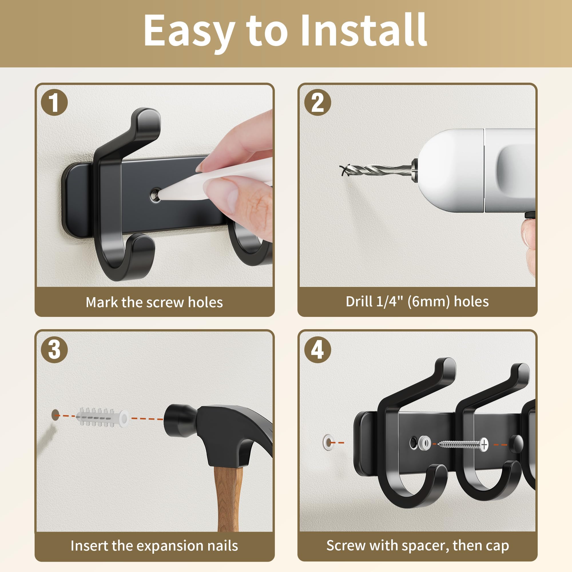 Pickpiff 6-hook design maximizes space in small areas.