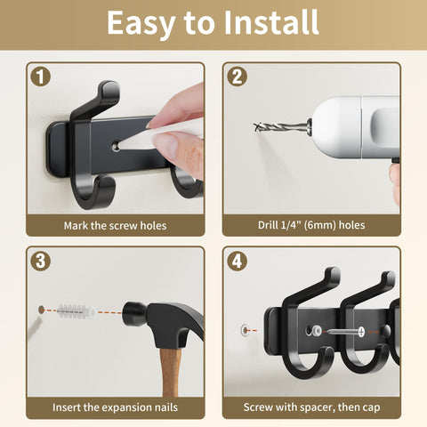 Pickpiff 6-hook design maximizes space in small areas.