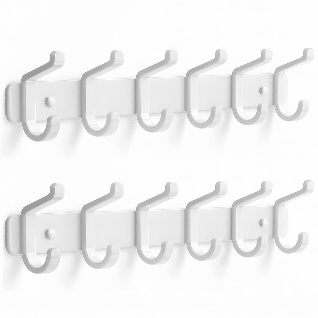 Pickpiff wall-mounted coat rack with six hooks provides space-saving storage.