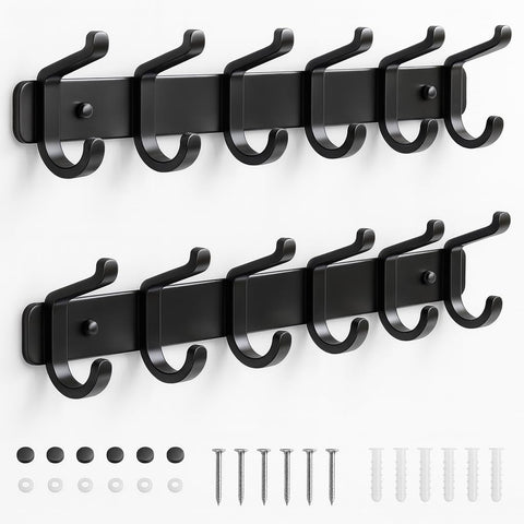 Pickpiff coat rack wall mounted with 6 hooks keeps entryways tidy.