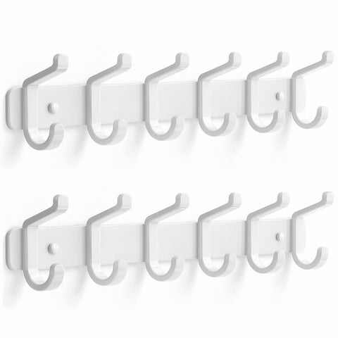 Pickpiff wall-mounted coat rack with six hooks provides space-saving storage.