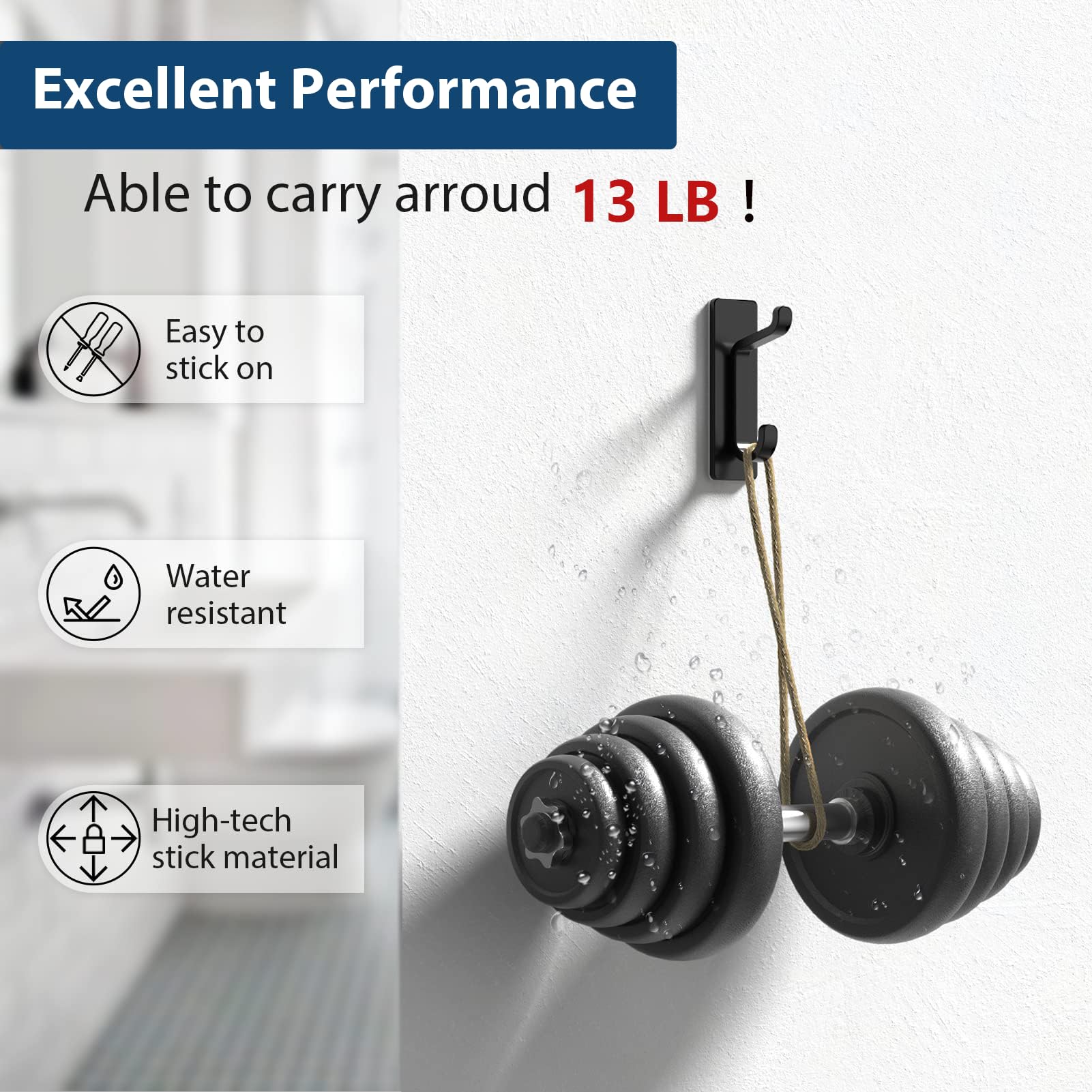 Stainless aluminum Pickpiff hooks resist rust in wet spaces