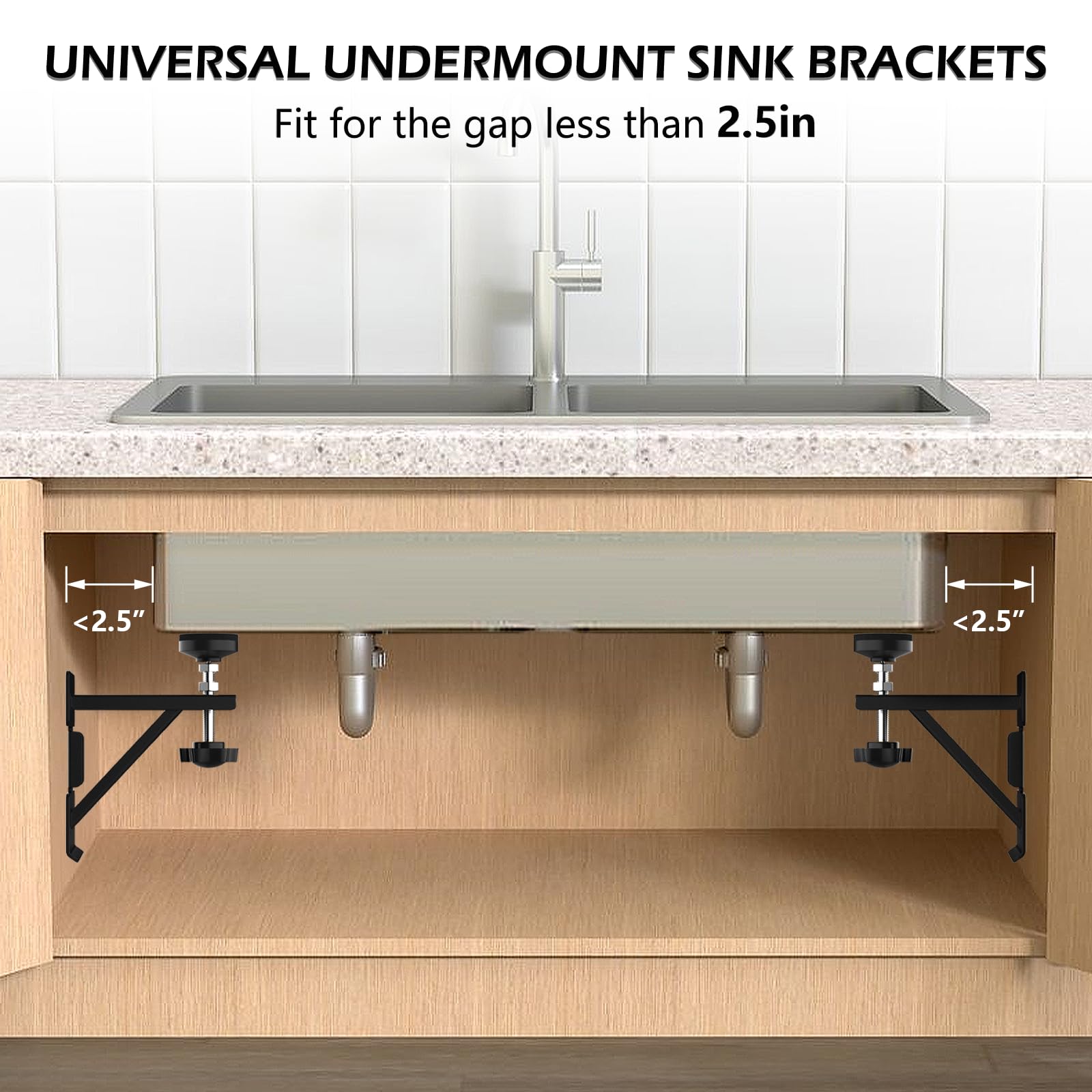 Piclafe triangular-structure brackets offer stable load distribution for sinks.