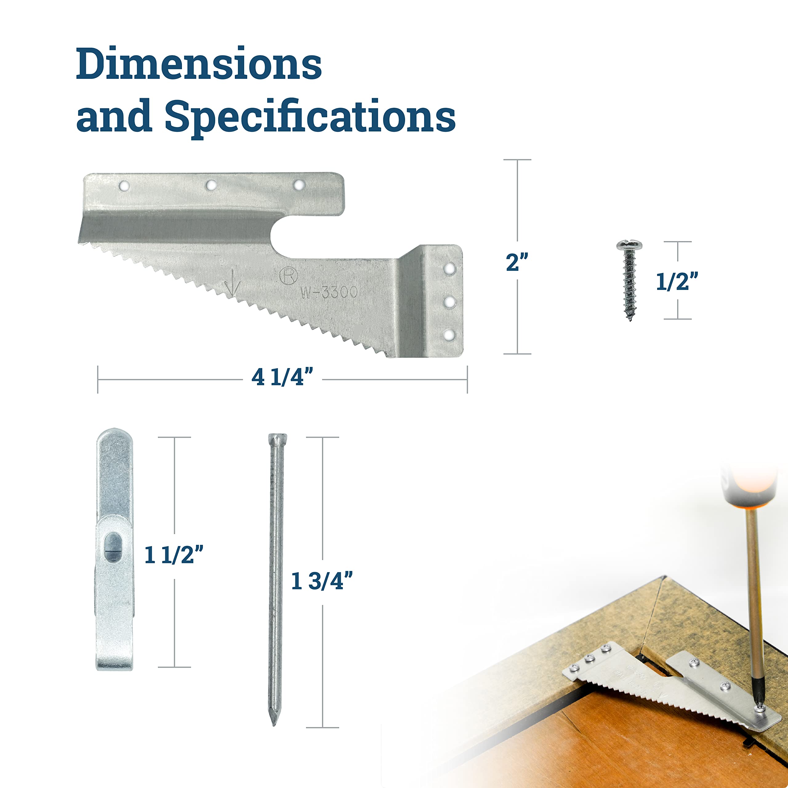 Left and right Wall Buddies hangers distribute weight evenly for wood frames.