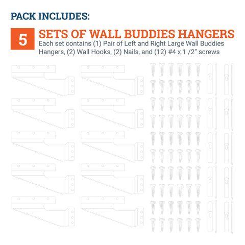 Picture Hang Solutions pack includes five sets with hooks nails and screws.