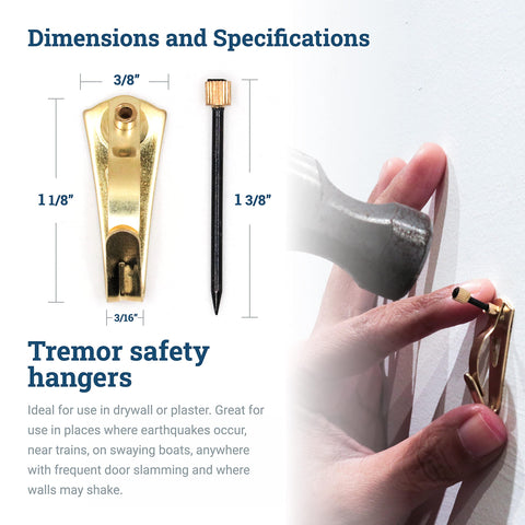 Picture Hang Solutions Tremor Hook locking mechanism keeps frames safely in place