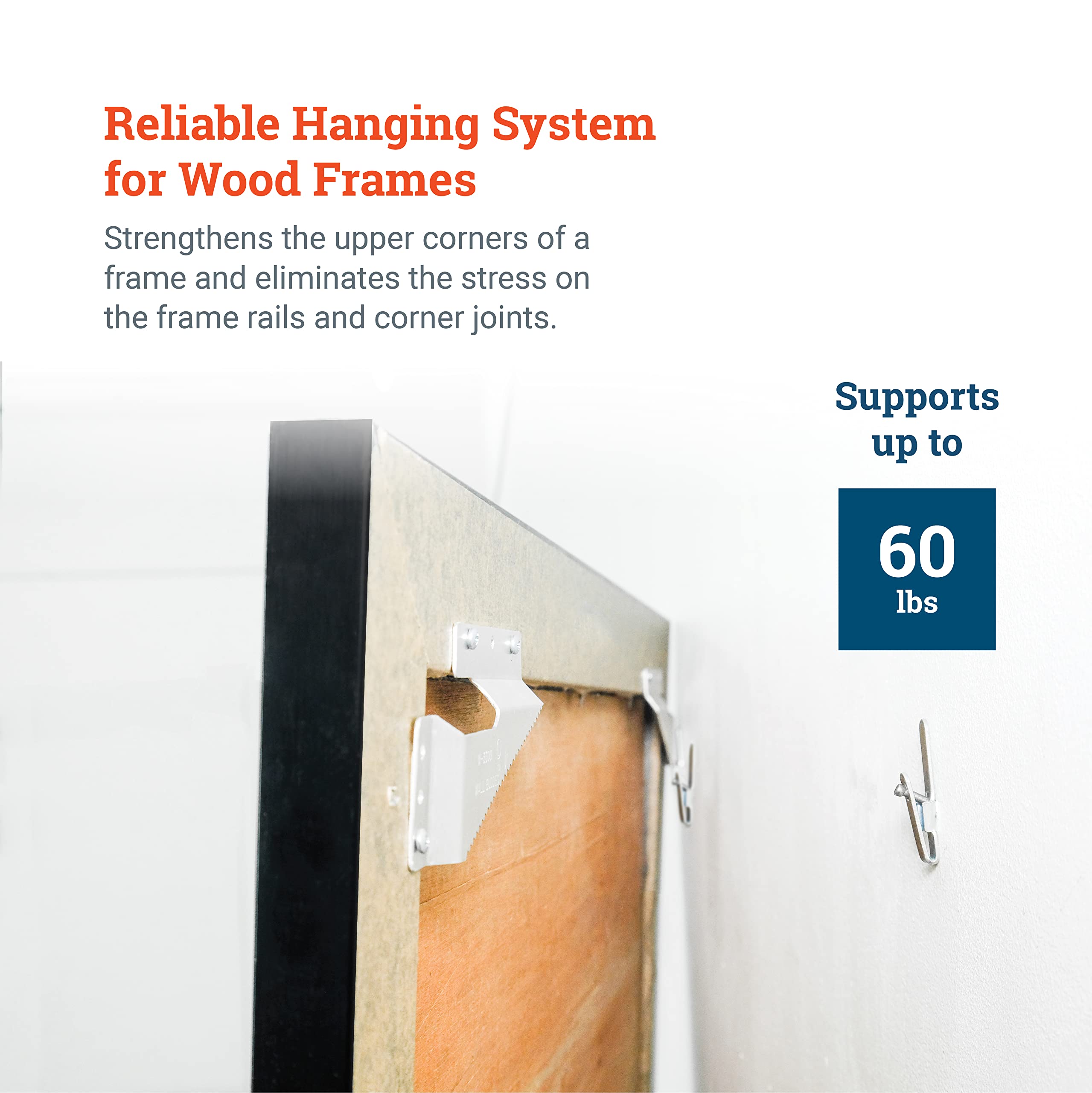 Included wall hooks, nails, and screws simplify mounting and secure framing.