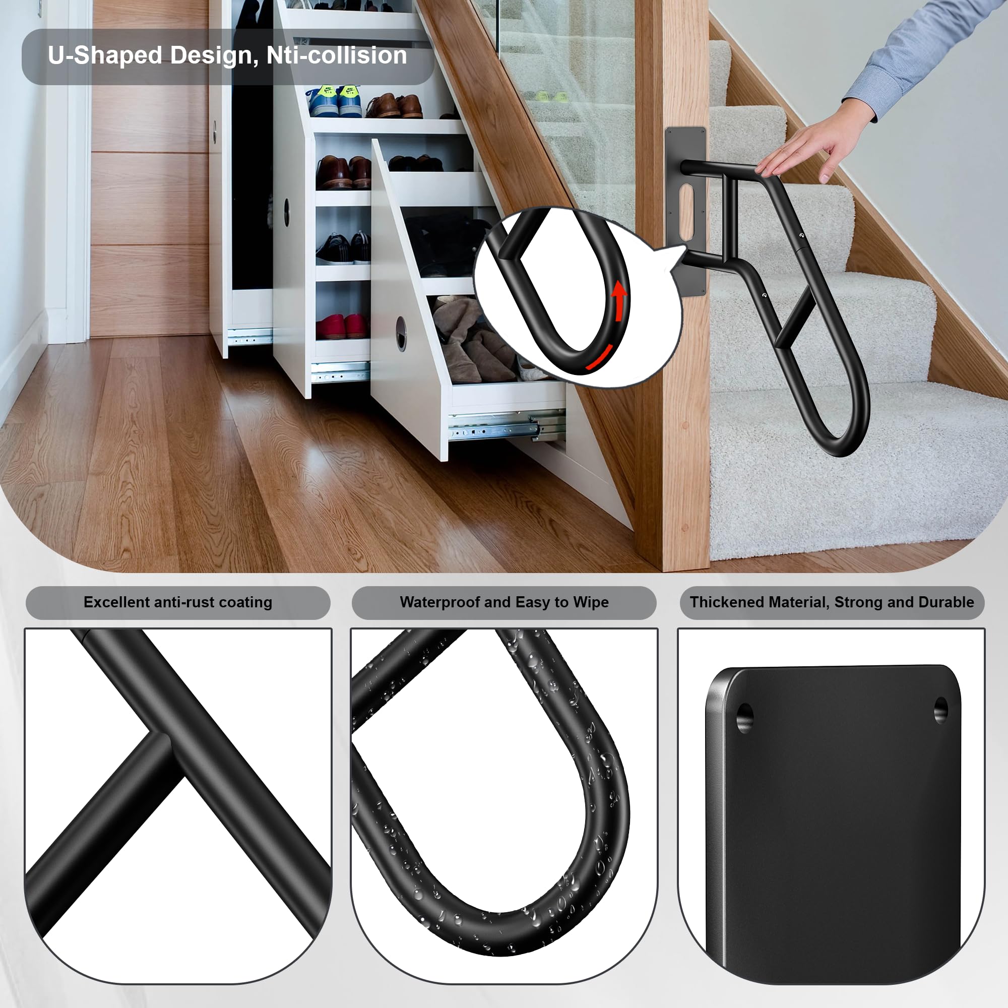 Picura upgraded hand rail on indoor stairs offers reliable grip for daily use