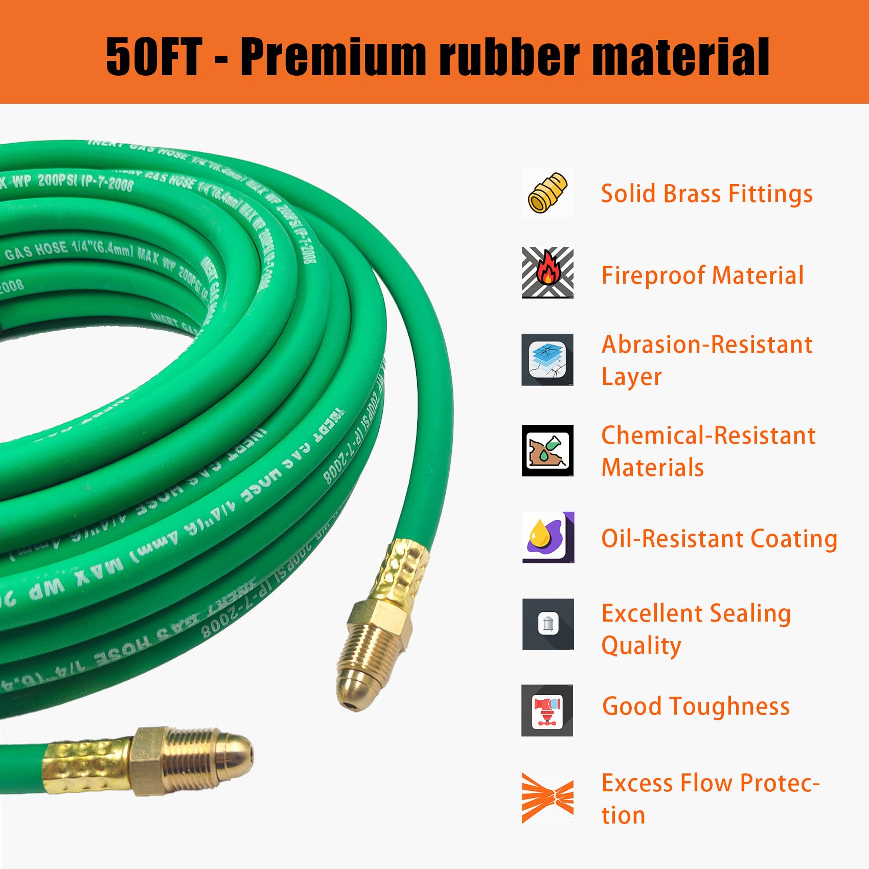 Pidnsrozo 50ft hose compatible with TIG and MIG shielding gas mixtures