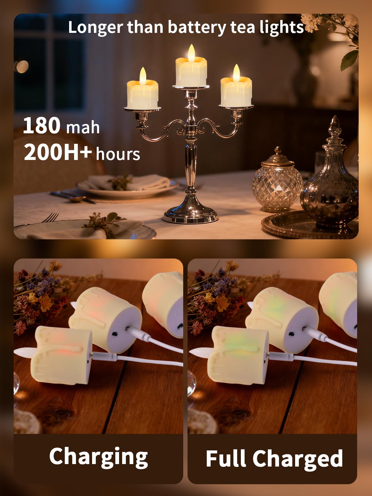 PIDZPOW 6-pack with charging cable offers long-lasting, reusable centerpieces.