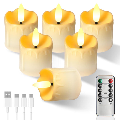 PIDZPOW rechargeable flameless tea light candle with dripping glow for safe table décor.