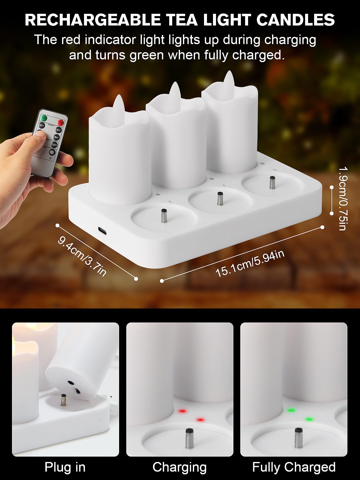 PIDZPOW remote-control tea lights simplify dining lighting setups.
