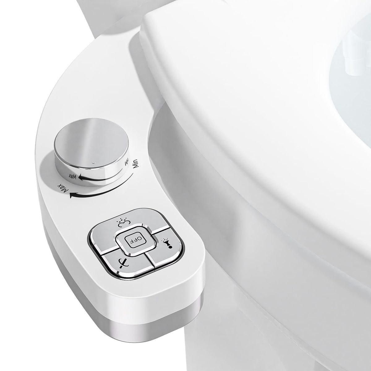 PIKETS bidet with dual nozzle front and rear wash in chrome silver for a refreshed clean feel.