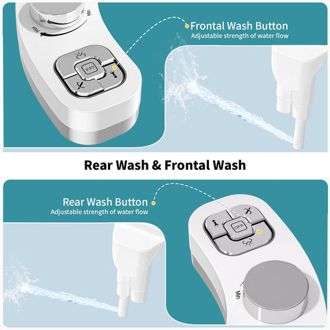 PIKETS bidet offers front wash for targeted cleaning and rear wash for overall hygiene.