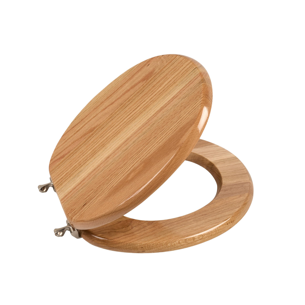 PIKLiDS toilet seat oak wood round-closed image shows durable solid wood and elegant finish.