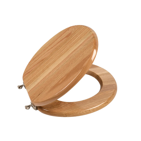 PIKLiDS toilet seat oak wood round-closed image shows durable solid wood and elegant finish.