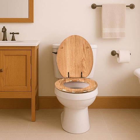 PIKLiDS toilet seat round-fit view emphasizes broad compatibility with most round toilets.