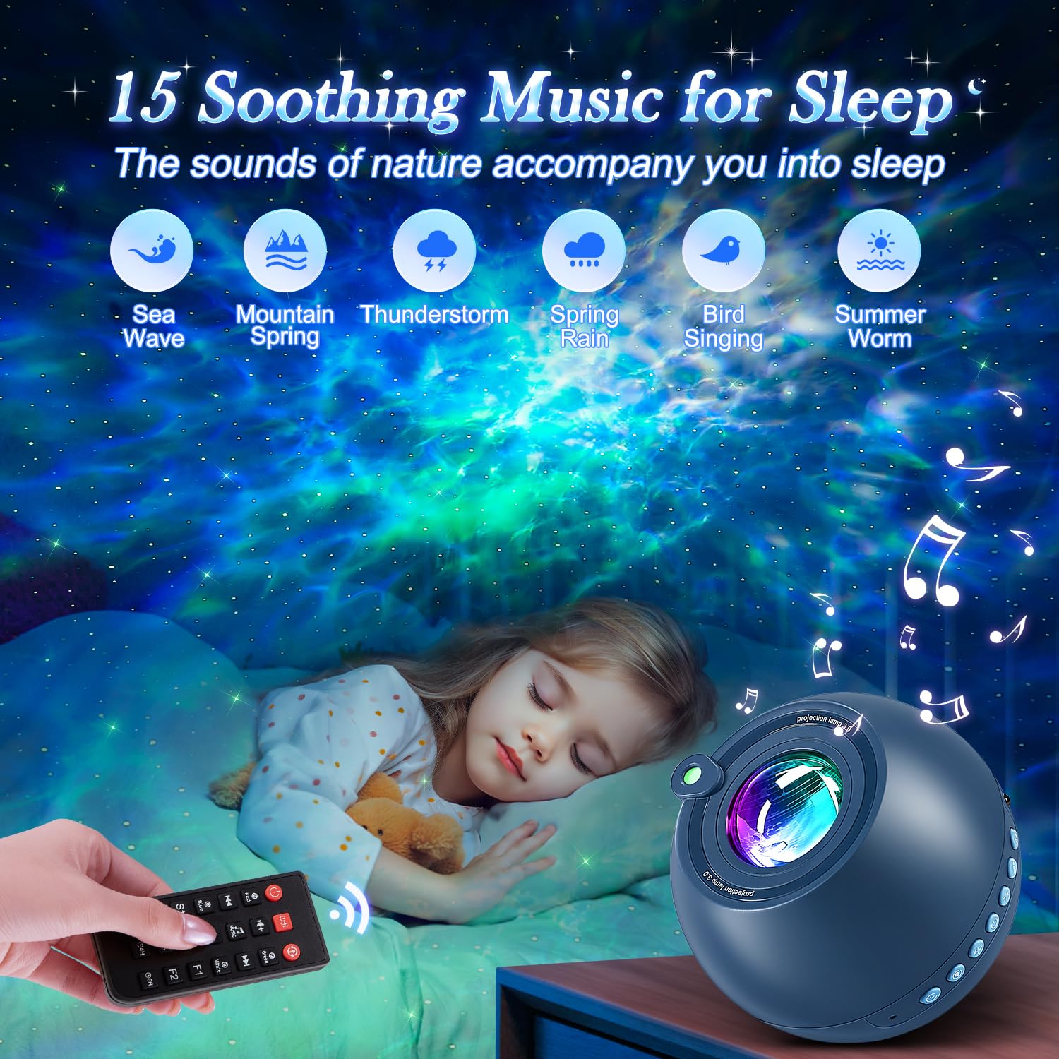 PIKOY 15-color galaxy projector offers customizable night sky for kids