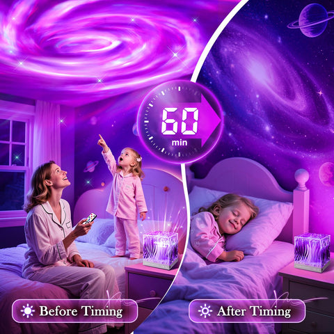 PIKOY Galaxy Projector as ambient mood lighting in bedroom