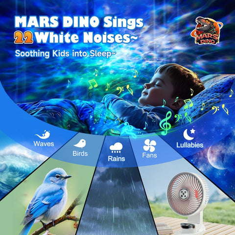 PIKOY dinosaur night light with soothing sound options for sleep