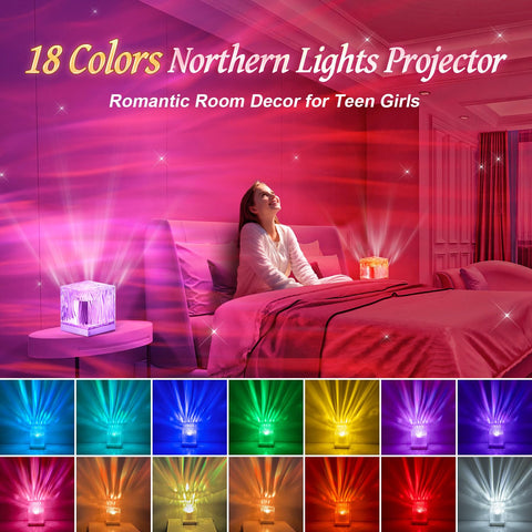 PIKOY Galaxy Projector filling bedroom with 360-degree ambient visuals