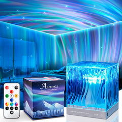 PIKOY Northern Lights Projector projecting aurora colors on ceiling for calming ambiance
