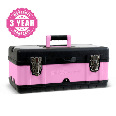 Pink Power built-in padlock eye enables additional security when storing tools.