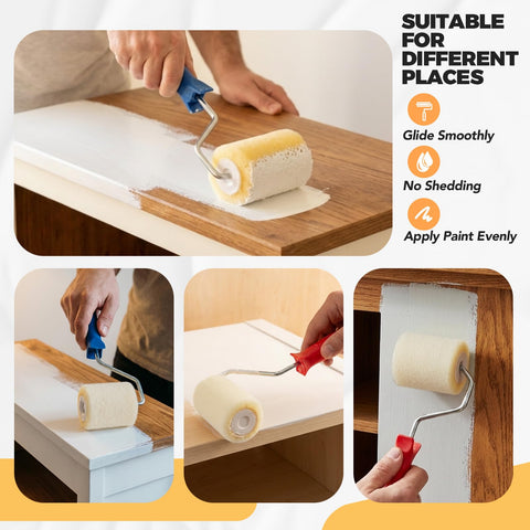 Pinkunn lightweight 3-inch rollers provide easy handling for indoor and outdoor painting.