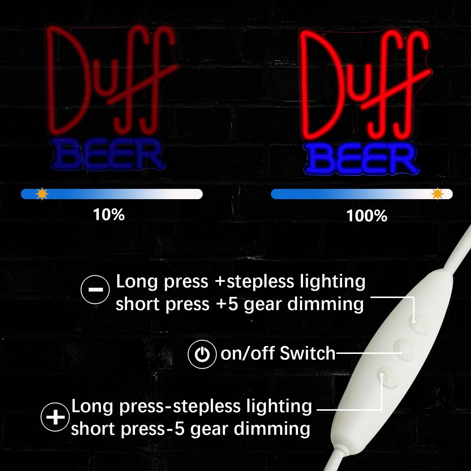Pinlangdou Duff Beer neon sign showing two mounting holes for easy installation.