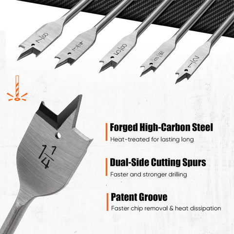 Pinoze dual-side cutting spurs aid wood biting and clean hole formation.