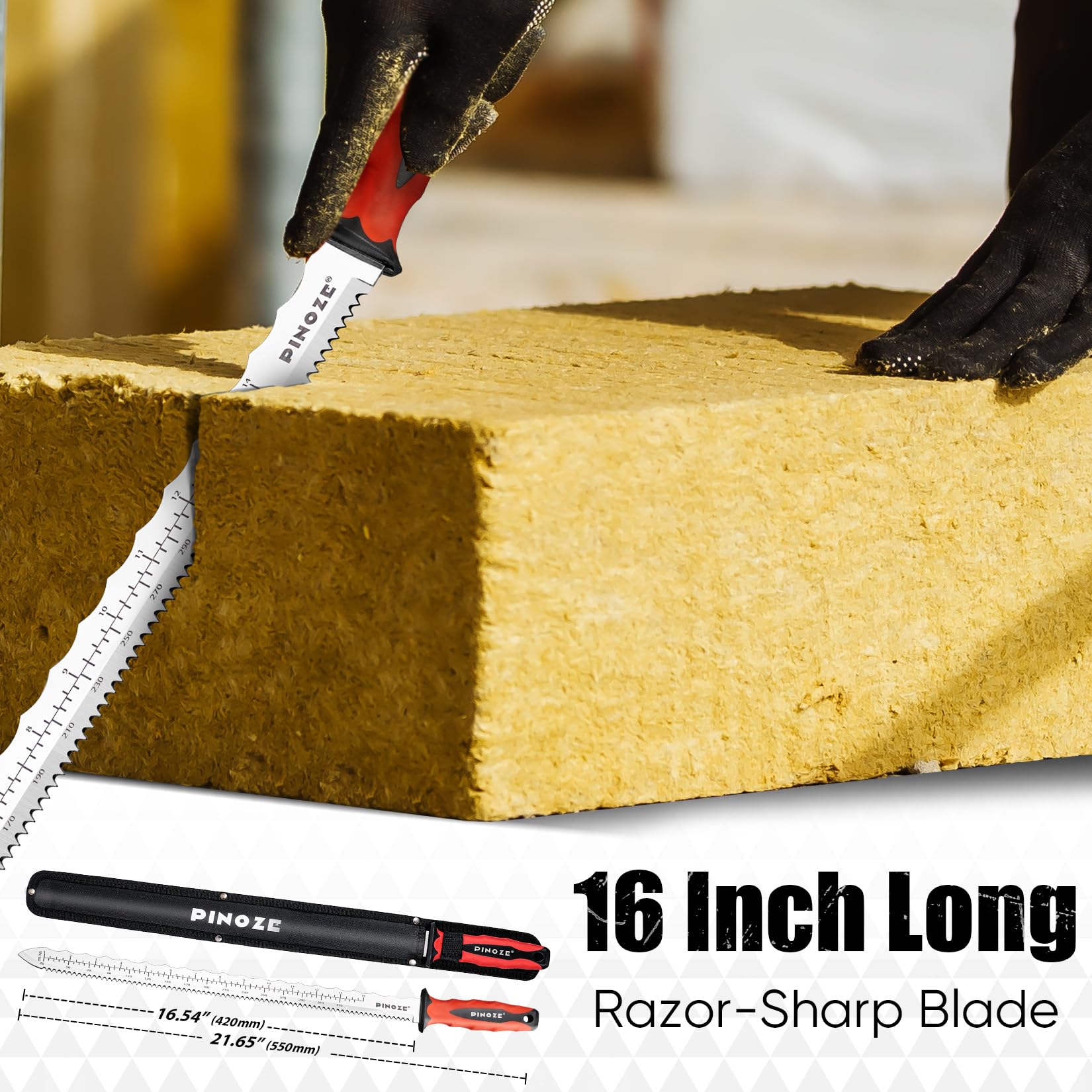 Pinoze insulation knife with laser scale for accurate cut depth.