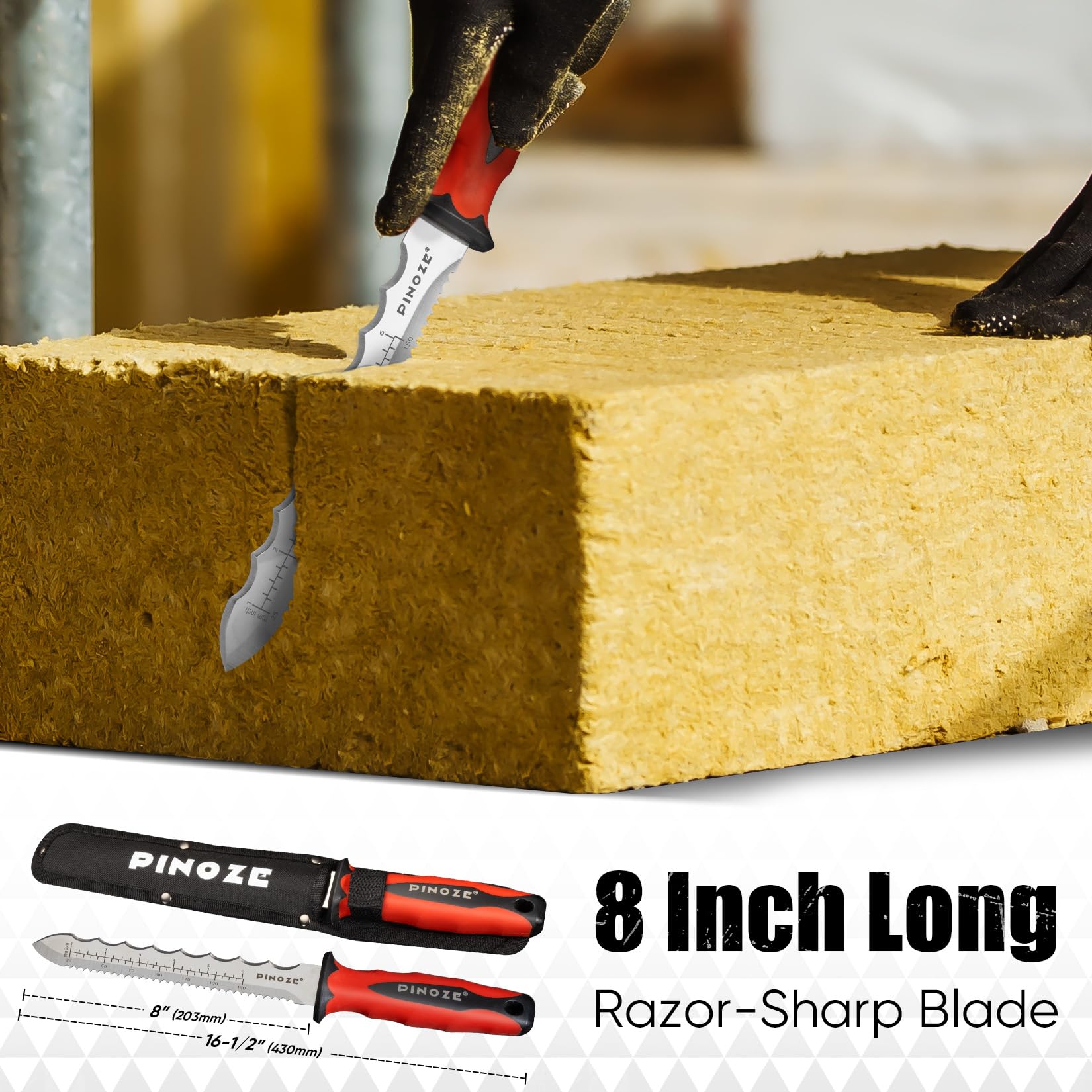 Pinoze insulation knife laser scale helps measure cuts with accuracy