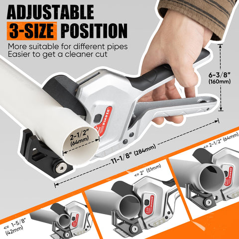 PINOZE tool with 3 gear adjustment highlights multiple pipe openings