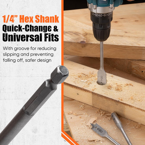 Pinoze quick-change hex shank reduces slipping for stable drilling.