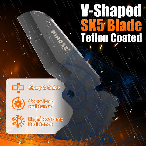 PINOZE SK5 blade with Teflon coating for smooth, durable cuts.