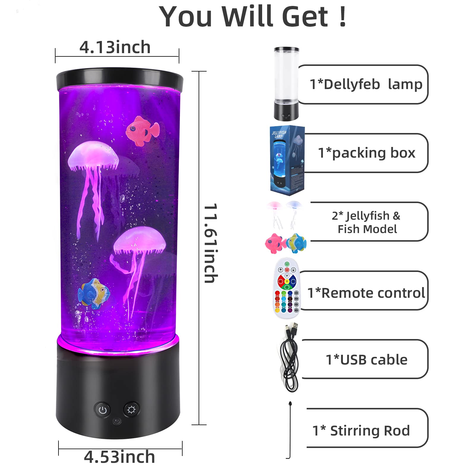 PINPON Jellyfish Lamp showing four lighting modes for customizable ambience