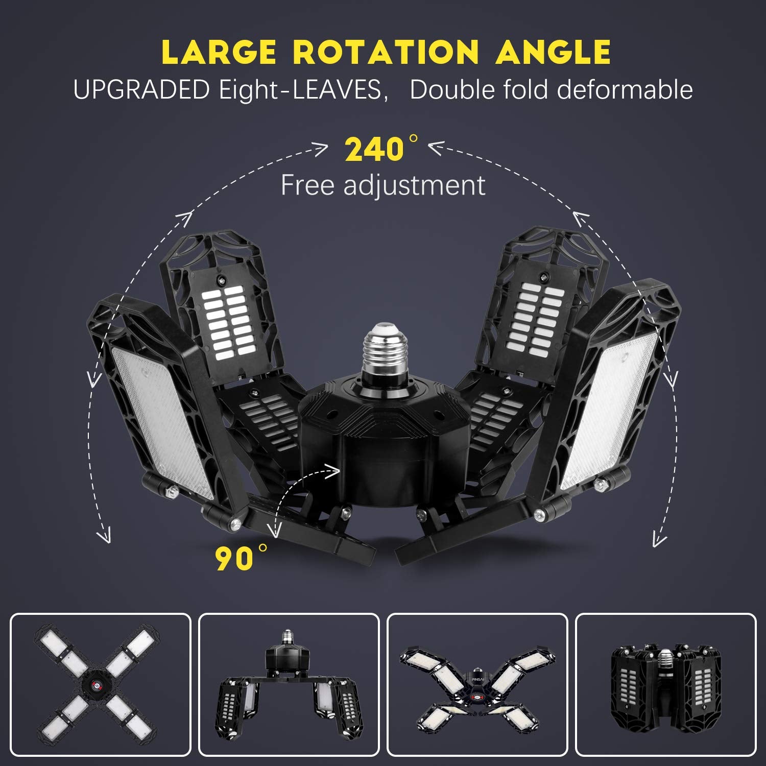 PINSAI LED garage light shadowless angle adjustment for precise task lighting