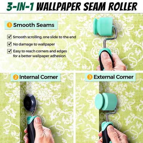 PinStone 4-in-1 wallpaper squeegee for smoothing, trimming, marking and seaming.