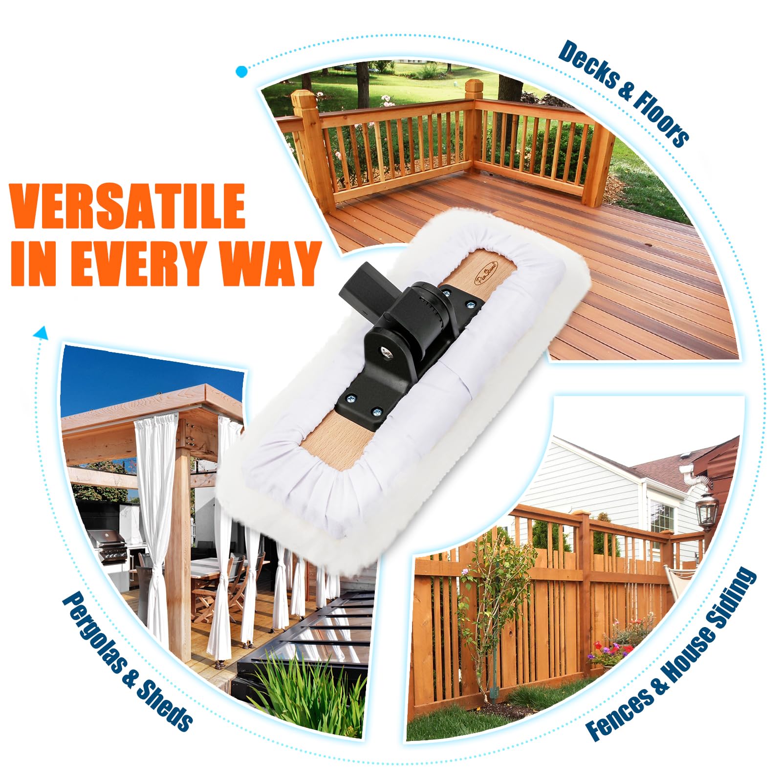 Deck and fence staining with PinStone 10-inch lambswool kit