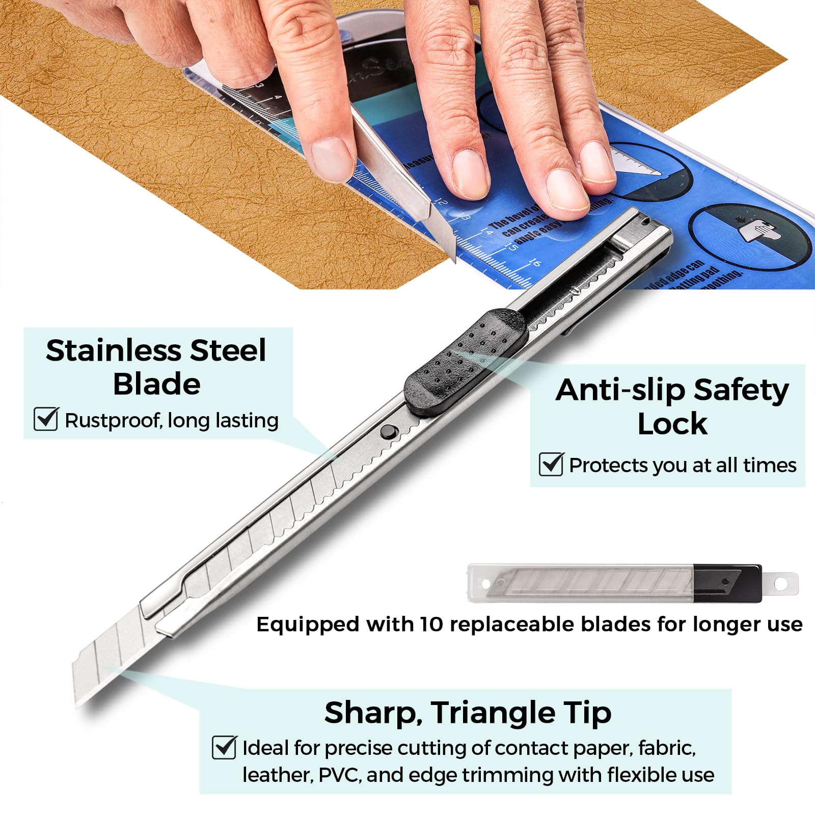 PinStone premium craft knife with replaceable blades for clean cuts.
