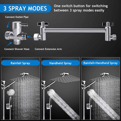 PinWin adjustable brass shower arm lets you tailor height and angle.