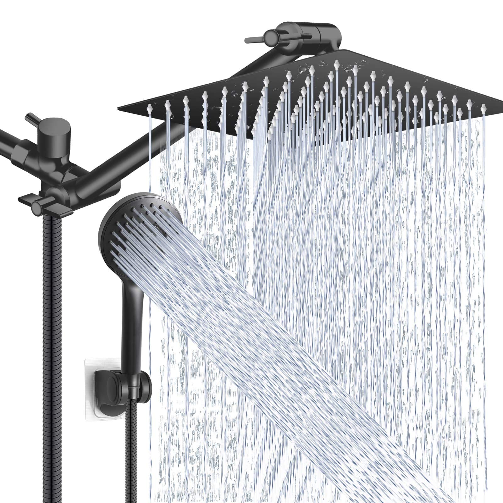 PinWin Shower Head Combo 10-inch rain showerhead delivers full-body coverage for a refreshing rinse
